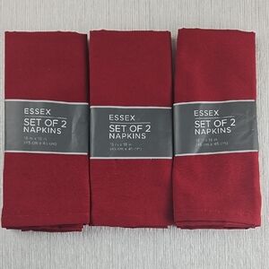 Red Napkins Set‎ of 2 Napkins 3/pg New 100% Polyester